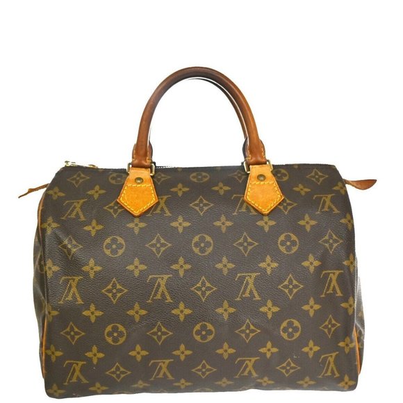 Authentic LOUIS VUITTON Speedy 30 Travel Hand Bag Monogram Leather Brown - Picture 1 of 15